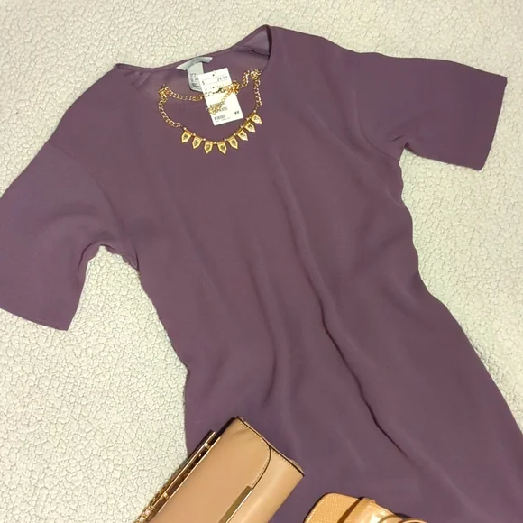 Lavender, Purple short-sleeved casual/formal, summer/fall wedding guest dress - Picture 2 of 11